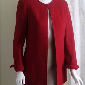 Dana Buchman ❤️💕❤️ Red Blazer with Textured Fabric and Open Front